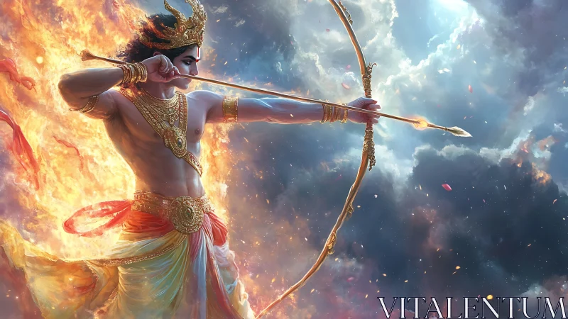 Celestial archer ignites the heavens with a blazing vow.