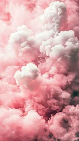 Billowing pink and white clouds drift in dreamy layers.