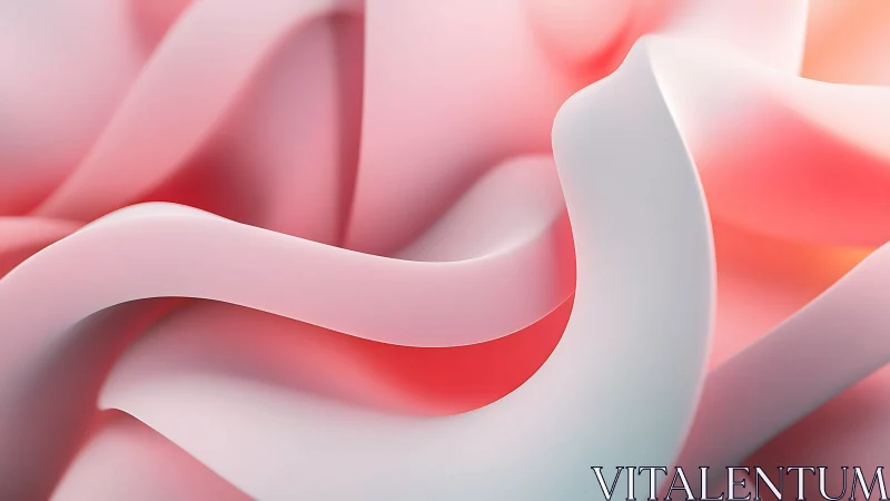 Curved 3D surfaces form layered pink and white gradient folds