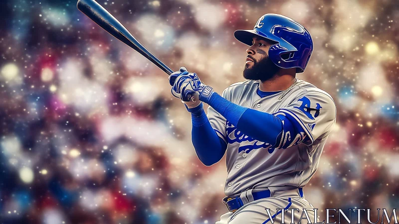 Sparkling stadium swing under bright baseball lights.