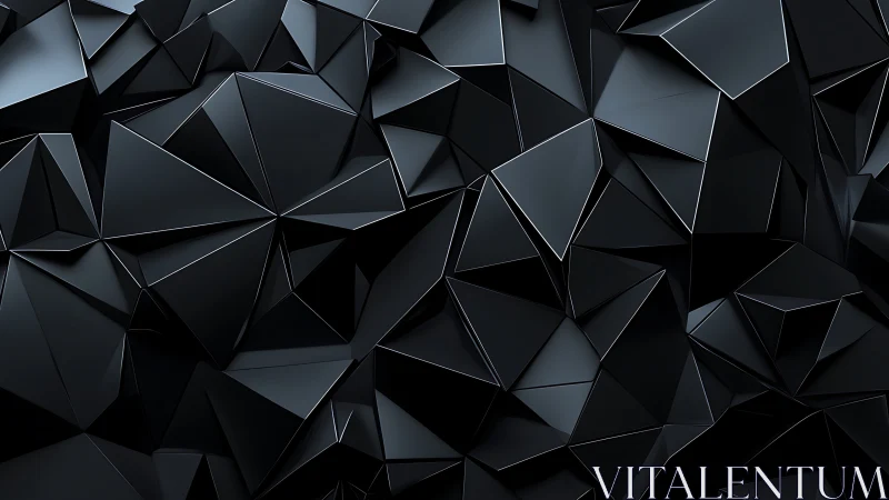 Black geometric polygonal surface with angular facets.