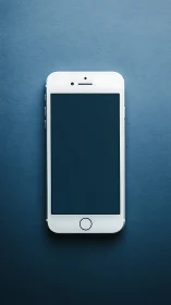 White Smartphone Centered Against Blue Textured Background.