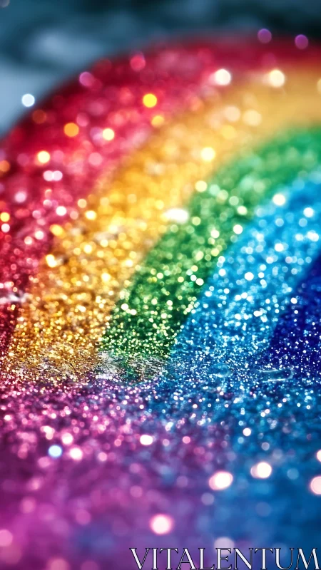 Glitter drenched rainbow arc sparkling like cosmic confetti.