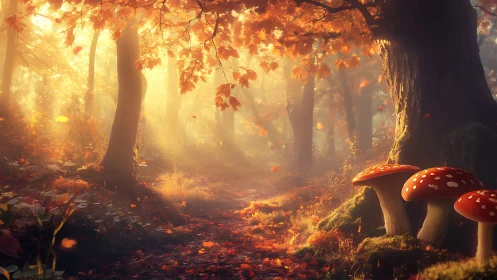 Enchanted Forest Pathway with Bioluminescent Mycology.