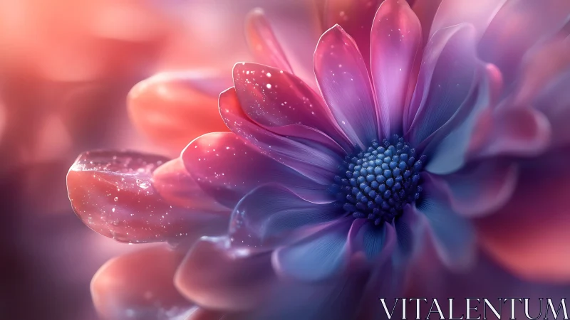 Digital composite flower with gradient petals and depth of field blur