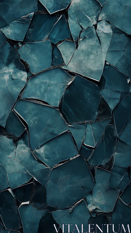 Teal broken stone texture with irregular cracked surfaces.