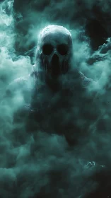 Smoke-drenched wraith emerges from teal oblivion and waits