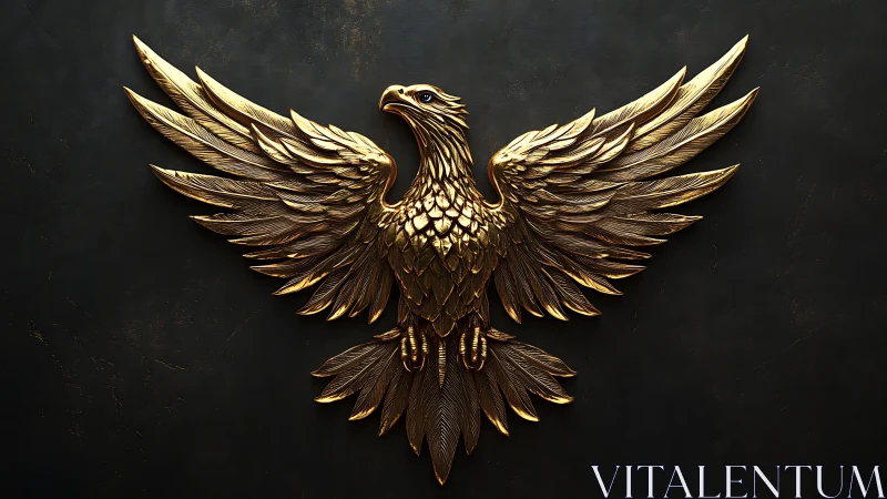 Majestic Golden Eagle Emblem in Luxurious 3D Relief Style.