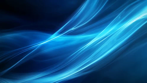 Blue luminous energy waves cross over a dark gradient background