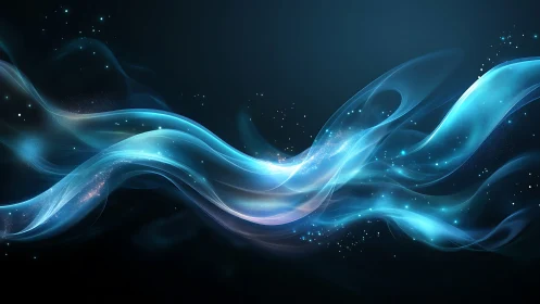 Glowing blue energy ribbons swirl across a cosmic void.