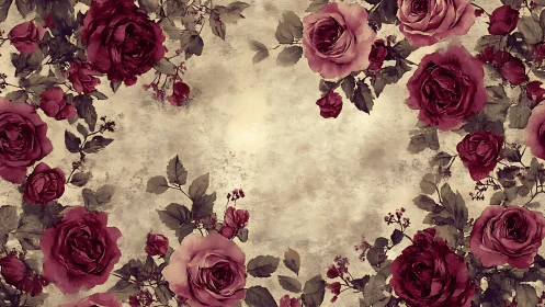 Faded ballroom roses framing a secret parchment of light.