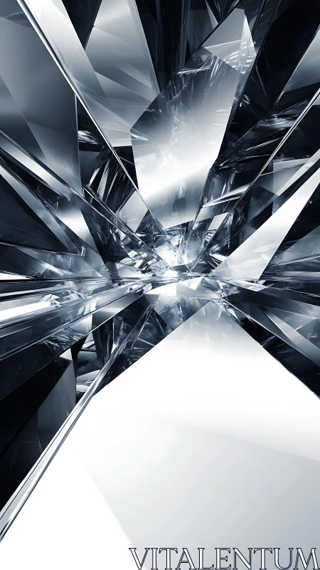 Shattered crystal shards explode into a sleek abstract void