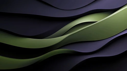 Velvet green ribbons carve waves through midnight shadows.