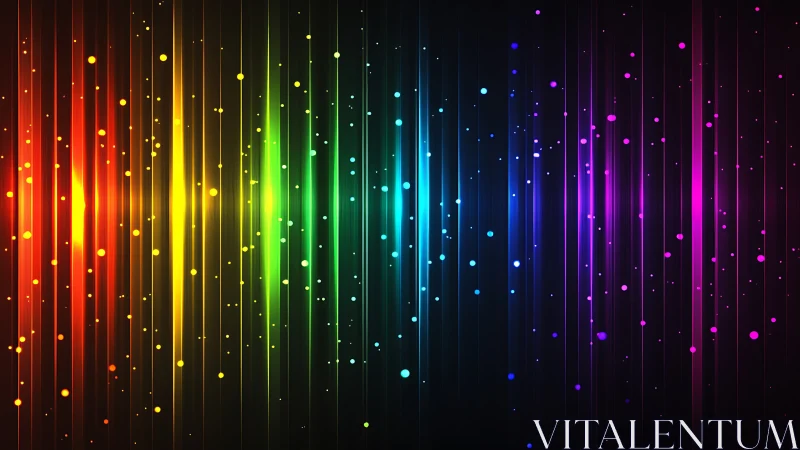 Vertical multicolor light spectrum with particle accents.