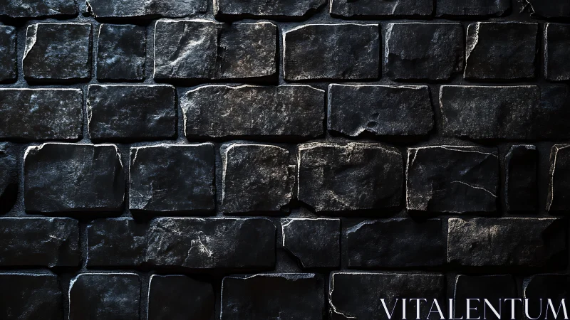 Dark stone brick wall texture with rough worn surfaces.