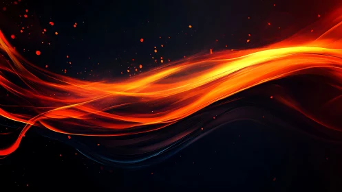 Glowing waves of fire dancing across darkness.