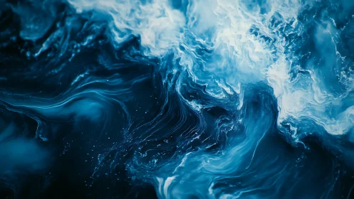 Swirling cerulean currents in ethereal ocean abstraction.