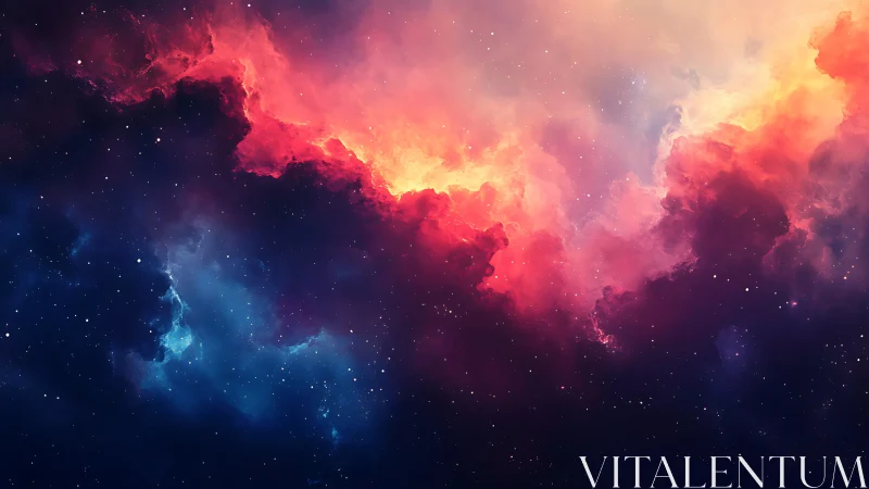 Digital nebula field occupies frame with contrasting color bands