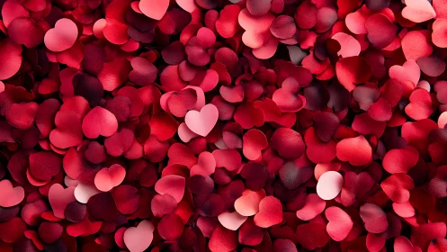 Rose petals with varied coloration arranged in dense composition.
