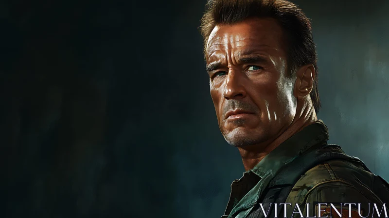 Tough middle aged soldier portrait in dramatic lighting.