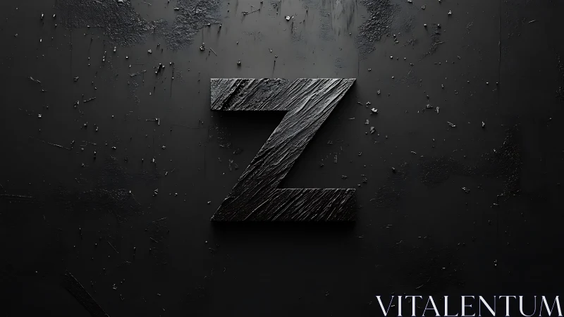 Bold textured Z glowing softly in a moody dark space.
