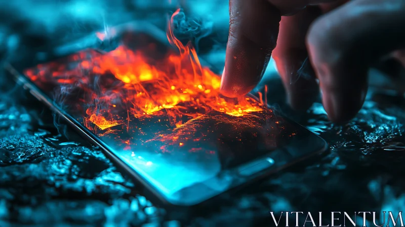 Thermal Cascade on Mobile Device: Digital Fire and Cyan Luminescence Rendered in 3D Space