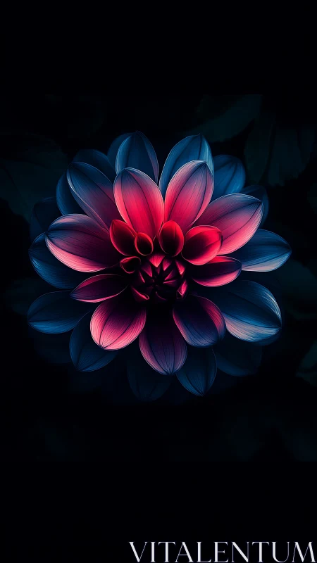 Neon Bloom: Digital Dahlia with Chromatic Gradient Rendering.