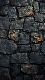 Basaltic masonry texture with oxidized edge illumination mapping.