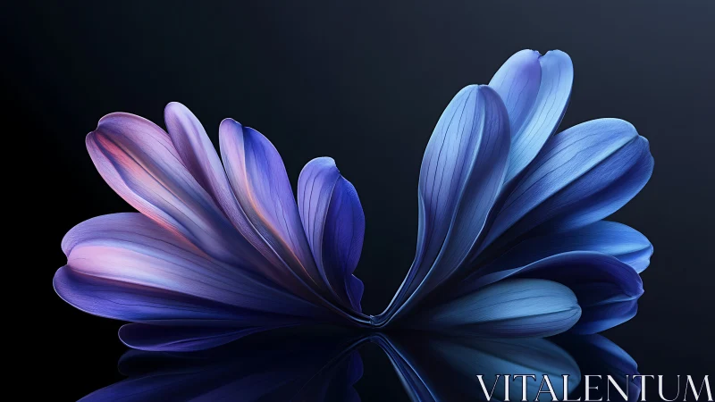 Petals curl like twin waves choreographed in midnight light