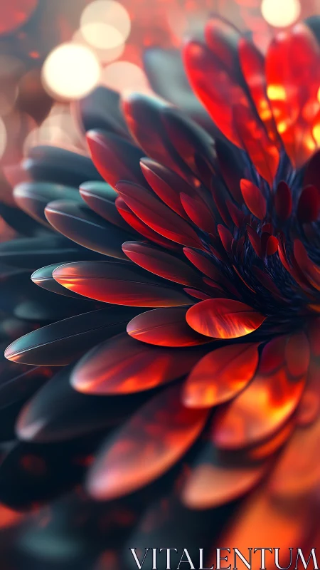 Luminous crimson petals in macro abstract digital bloom.