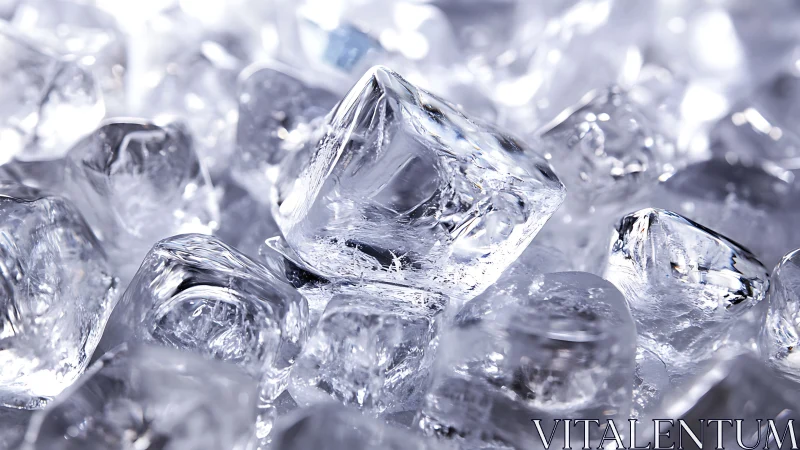 Transparent ice cubes in close-up macro arrangement.