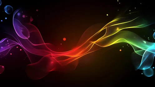 Chromatic light waves flow across dark field in digital abstraction