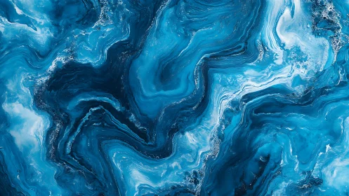 Fluid blue marble abstraction forms swirling liquid terrain