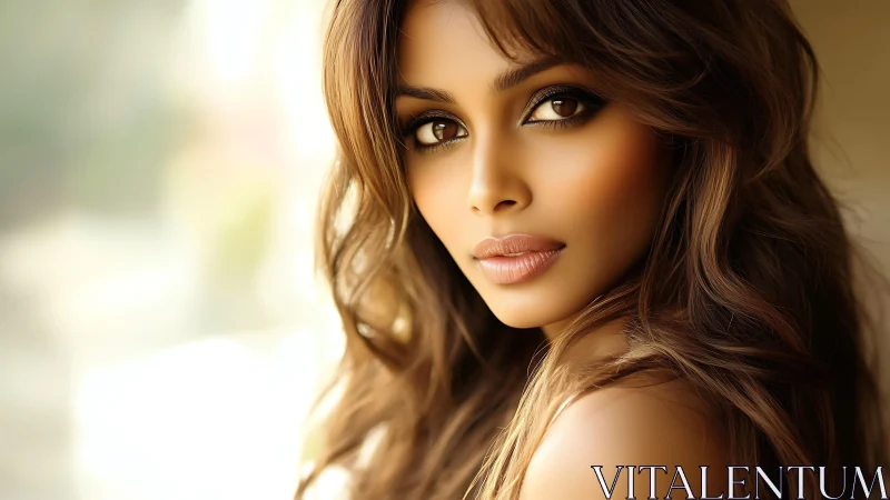 Photorealistic warm-portrait headshot with soft bokeh field.