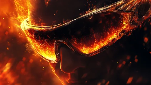 Incandescent Guitar Engulfed in Blazing Flames.