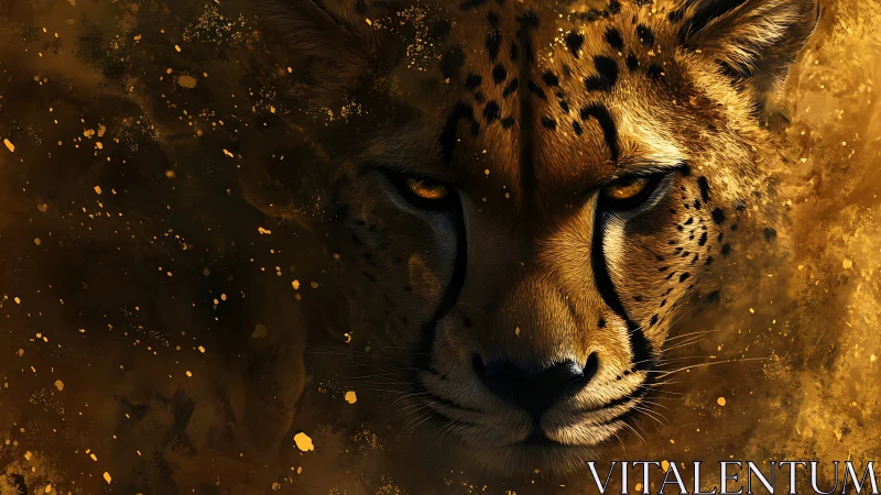 Leonine Contemplation: Golden Particle Dissolution Study.