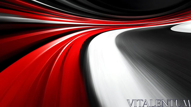 Dynamic abstract racing track with red, white, and black curves.