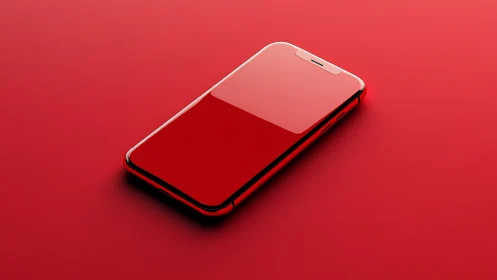 Red Smartphone Rendered on Cardinal Background.