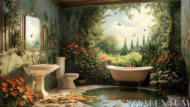 Luxurious garden bathroom merges indoor bathing with nature