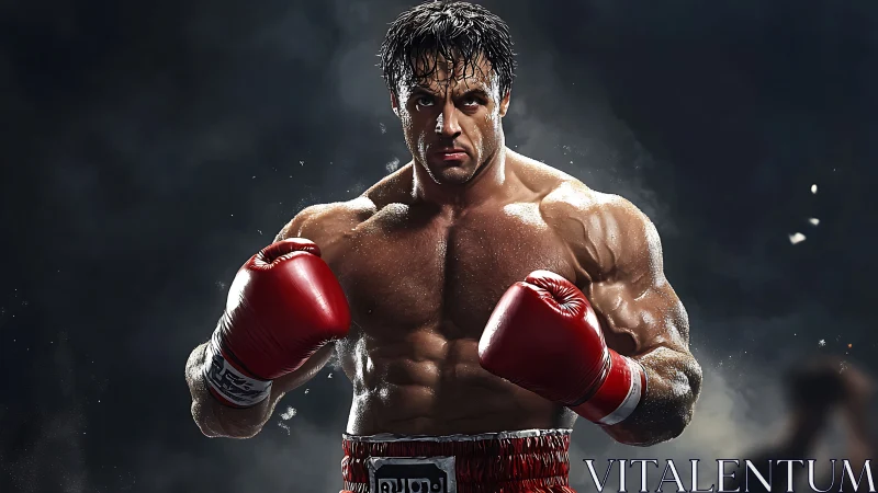 Professional Boxer Intense Portrait. Ready for Combat.