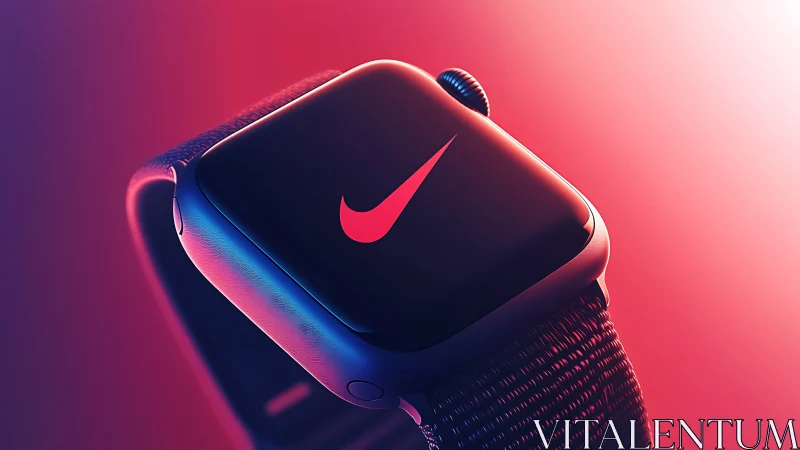 Neon gradient smartwatch render with bold logo emphasis.