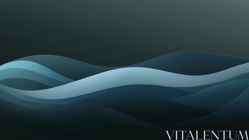 Silken teal waves glide quietly through a digital dusk