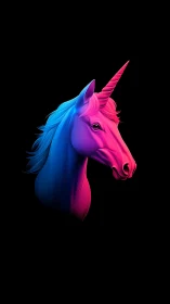 Neon twilight unicorn poised in electric candy colors.