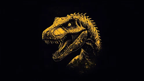 Monochrome yellow raptor skull-portrait with high contrast lighting.