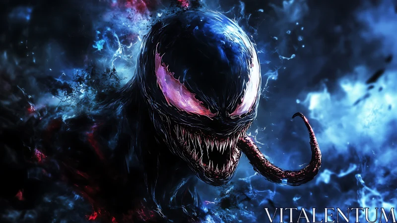 Sinister alien creature lunges through crackling cosmic void