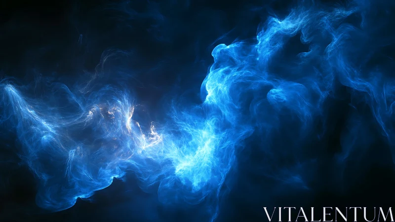 Glowing blue cosmic nebula swirling in deep night space.