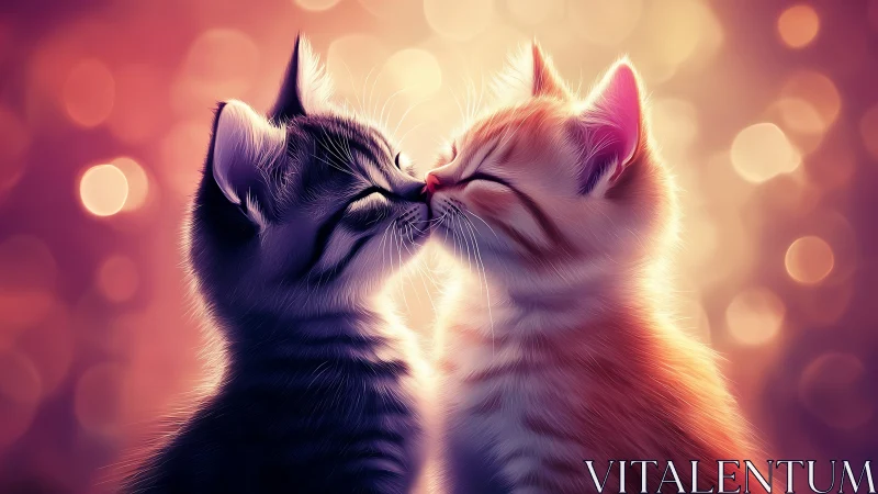 Two Cats in Profile with Warm Bokeh Background