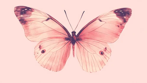 Symmetrical pink butterfly illustration on pale background.