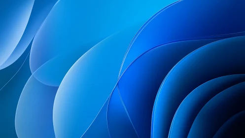 Layered blue curves form a calm, modern abstract backdrop