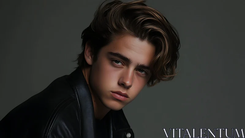 Low-key studio portrait with directional soft key lighting.